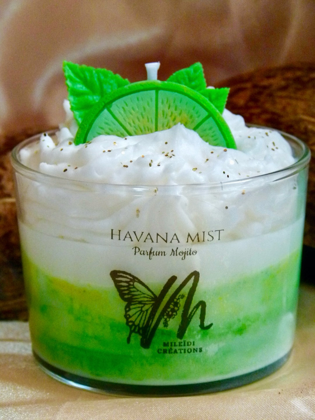 Bougie artisanale Havana Mist parfum mojito dégradé vert avec citron et menthe